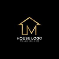 design de vetor de logotipo de casa luxuosa letra m minimalista para imóveis, aluguel de casa, agente imobiliário