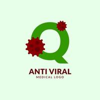 letra q design de logotipo de vetor médico e de saúde antiviral