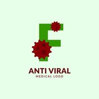 letra f design de logotipo de vetor médico e de saúde antiviral