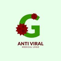 letra g design de logotipo de vetor médico e de saúde antiviral