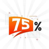 promoção de banner de marketing de 75 descontos. 75 por cento de design promocional de vendas. vetor