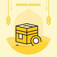 modelo de saudação ramadan kareem crescente islâmico e ilustração vetorial de lanterna árabe vetor