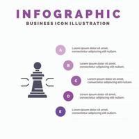 xadrez vantagem figuras de negócios estratégia de jogo tática ícone sólido infográficos 5 passos apresentação b vetor