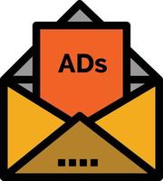 anúncio publicidade e-mail carta correio ícone de cor plana modelo de banner de ícone de vetor