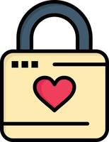 coração de hacker de coração de armário de bloqueio modelo de banner de ícone de vetor de ícone de cor plana de bloqueio de coração