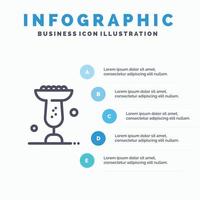 comida de tigela comer ícone de linha madrigal com fundo de infográficos de apresentação de 5 etapas vetor