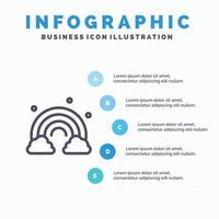 ícone de linha de onda de primavera arco-íris de natureza com fundo de infográficos de apresentação de 5 etapas vetor