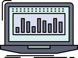 vetor de ícone de cor plana de estoque de monitoramento de índice financeiro de dados