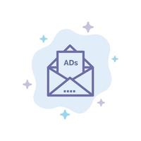 anúncio publicidade e-mail carta correio ícone azul no fundo abstrato da nuvem vetor