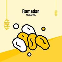 modelo de saudação ramadan kareem crescente islâmico e ilustração vetorial de lanterna árabe vetor