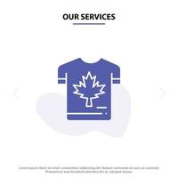 nossa camisa de serviços outono canadá folha maple sólido glifo ícone modelo de cartão web vetor