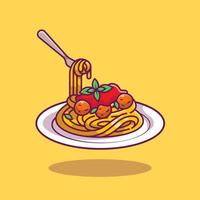 ilustração de ícone de vetor de espaguete dos desenhos animados. conceito de ícone de comida de macarrão isolado vetor premium. estilo de desenho animado plano