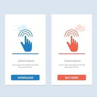 interface de mão de gestos de dedo toque azul e vermelho baixe e compre agora modelo de cartão de widget da web vetor