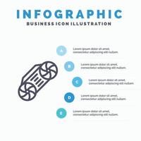 ícone de linha de tecnologia de música de rádio com fundo de infográficos de apresentação de 5 etapas vetor