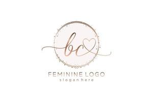 logotipo de caligrafia bc inicial com logotipo de vetor de modelo de círculo de casamento inicial, moda, floral e botânico com modelo criativo.
