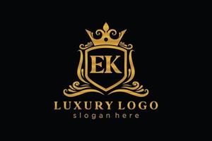 modelo de logotipo de luxo real inicial ek letter em arte vetorial para restaurante, realeza, boutique, café, hotel, heráldica, joias, moda e outras ilustrações vetoriais. vetor