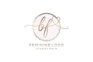 logotipo de caligrafia inicial bf com logotipo de vetor de modelo de círculo de casamento inicial, moda, floral e botânico com modelo criativo.
