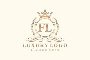 modelo de logotipo de luxo real carta inicial fl em arte vetorial para restaurante, realeza, boutique, café, hotel, heráldica, joias, moda e outras ilustrações vetoriais. vetor