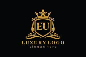 modelo de logotipo de luxo real carta inicial da ue em arte vetorial para restaurante, realeza, boutique, café, hotel, heráldica, joias, moda e outras ilustrações vetoriais. vetor