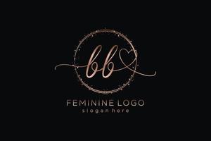 logotipo inicial de caligrafia bb com logotipo de vetor de modelo de círculo de casamento inicial, moda, floral e botânico com modelo criativo.
