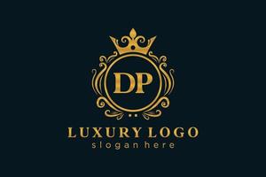 modelo de logotipo de luxo real de carta dp inicial em arte vetorial para restaurante, realeza, boutique, café, hotel, heráldica, joias, moda e outras ilustrações vetoriais. vetor