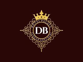 letra db antigo logotipo vitoriano de luxo real com moldura ornamental. vetor