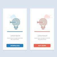 alvo de dardos objetivo solução lâmpada ideia azul e vermelho baixe e compre agora modelo de cartão de widget da web vetor