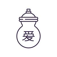 conceito de ano novo chinês. ícone de linha de vetor de jarra chinesa com hieróglifo. traçado editável desenhado com linha fina. sinal e símbolo perfeito para lojas de internet, lojas, livros, sites, aplicativos