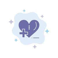 amo o ícone azul do cuidado do coração do hospital da saúde no fundo abstrato da nuvem vetor