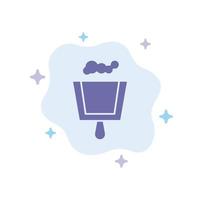 vassoura ícone azul de varredura de pá de lixo no fundo da nuvem abstrata