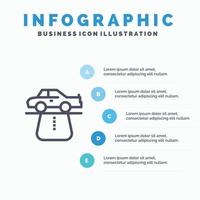 ícone de linha de conforto de tapete de carro de autoridade de vantagem com fundo de infográficos de apresentação de 5 etapas vetor