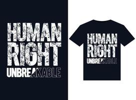 ilustrações inquebráveis de direitos humanos para design de camisetas prontas para impressão vetor