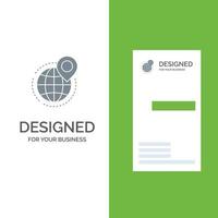 globo de negócios global ponto de escritório mundial design de logotipo cinza e modelo de cartão de visita vetor