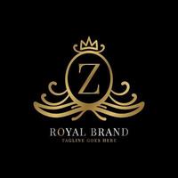 letra z design de logotipo de vetor de crista real para marca vintage e inicial de cuidados de beleza
