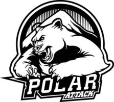 silhueta de distintivo de desenho animado de urso polar vetor