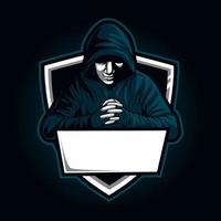 mascote hacker para logotipo de esportes e esports vetor