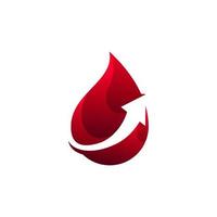 gota de sangue com logotipo de seta. ilustração vetorial de sangue. sinal simples de logotipo de sangue vetor