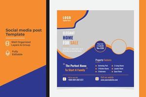 modelo de capa de postagem de mídia social de banner imobiliário, vetor profissional de banner imobiliário