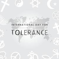 dia internacional da tolerância em 16 de novembro com vários símbolos religiosos. conceito de férias. modelo para plano de fundo, banner, cartão, pôster com inscrição de texto. ilustração vetorial vetor