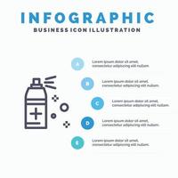 ícone de linha de spray de limpeza de garrafas com fundo de infográficos de apresentação de 5 etapas vetor