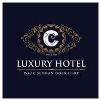 design de hotel de luxo com logotipo e vetor de tipografia