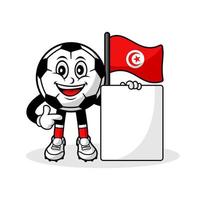 mascote cartoon futebol bandeira da tunísia com banner vetor