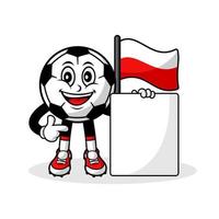mascote cartoon futebol bandeira polônia com banner vetor