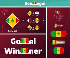 coleção gráfica do kit de mídia de design da equipe nacional do senegal. Conjunto de vetores de elementos de design de campeonato mundial de futebol ou futebol de 2022. banners, cartazes, kit de mídia social, modelos, placar