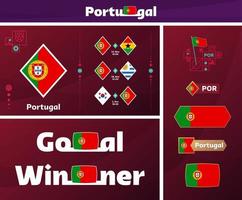 coleção gráfica do kit de mídia de design da seleção de portugal. Conjunto de vetores de elementos de design de campeonato mundial de futebol ou futebol de 2022. banners, cartazes, kit de mídia social, modelos, placar