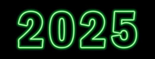 verde neon colorido 2025 anos em fundo preto vetor