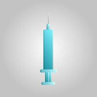 belo ícone médico de uma seringa azul de plástico descartável com uma agulha de injeção para o tratamento de doenças em um fundo branco vetor