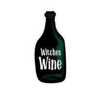 ilustração de garrafa preta com vinho de bruxas de texto isolado no fundo branco vetor