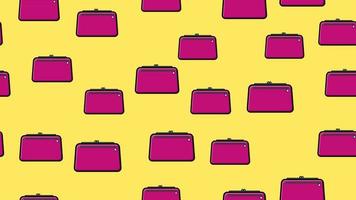 interminável padrão sem costura de belos itens de beleza de bolsas femininas de acessórios de moda glamourosa e garras em um fundo amarelo. ilustração vetorial vetor