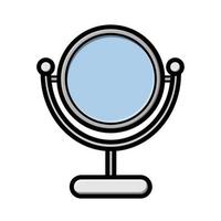 lindo iconok plano de um espelho redondo de mesa para beleza e maquiagem isolado em um fundo branco. ilustração vetorial vetor